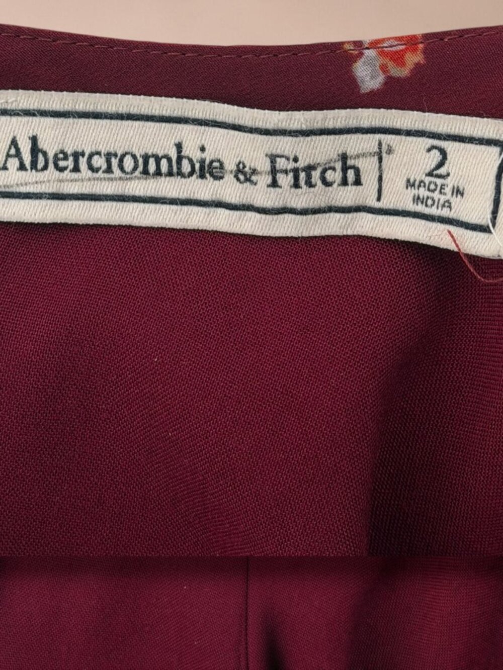 Abercrombie‎ & Fitch Maroon Floral Long Sleeve Romper - Picture 2 of 4